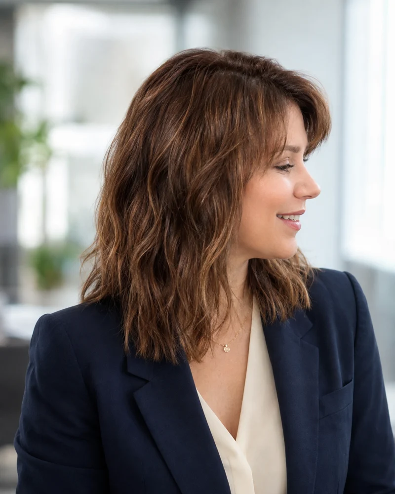 Eleonora Ginnis, founder of Ellachka, in a navy business suit